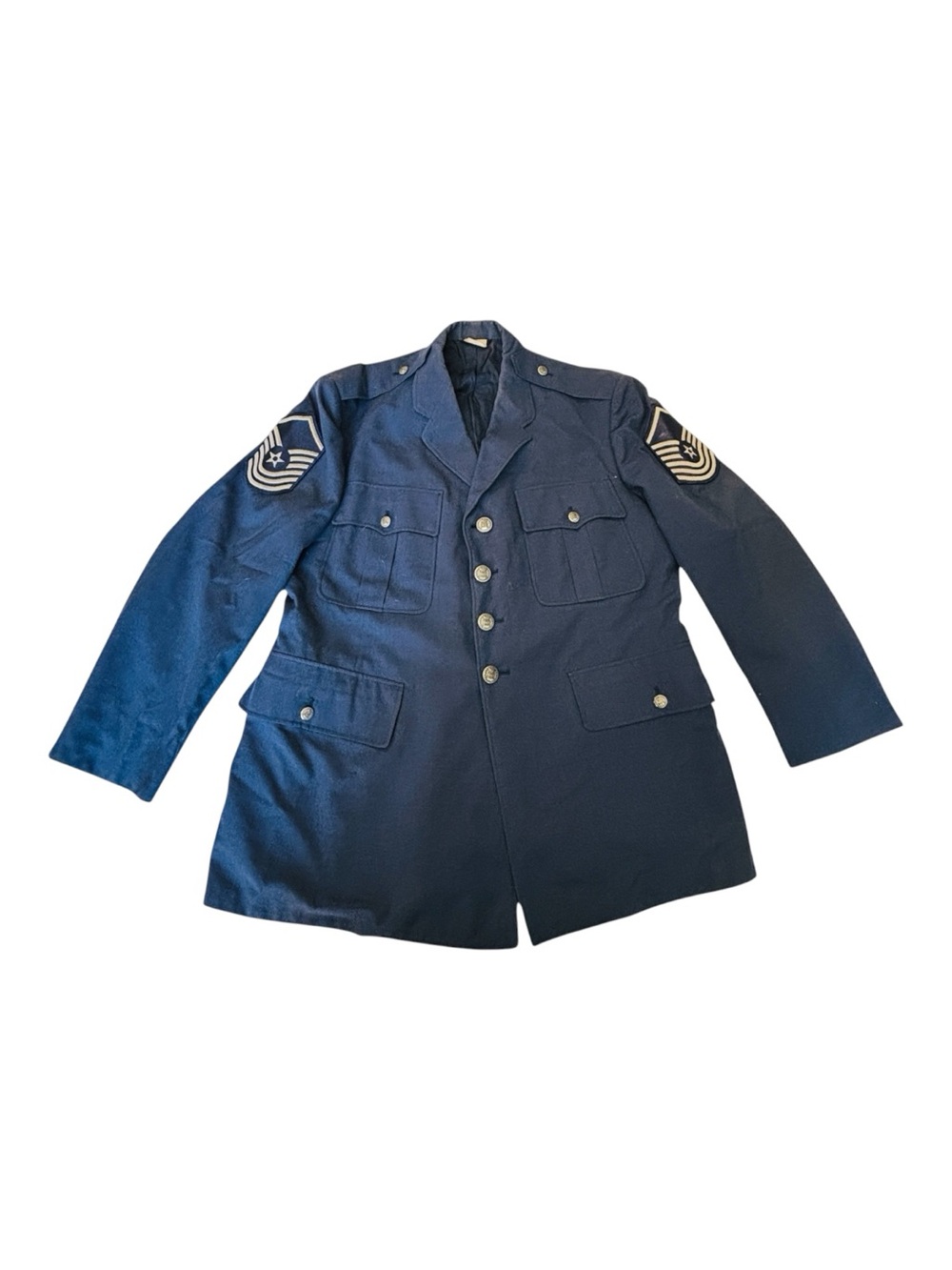 US Air Force Senior Master Sergeant E8 Dress Blue Service Coat Cold War Vintage